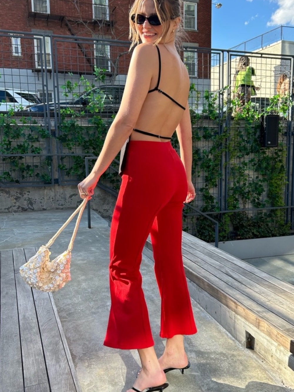 Donni Rib Kick Flare in Red